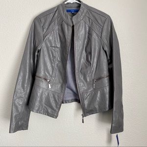 NWT Grey Faux Leather Jacket